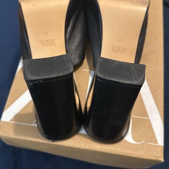 Zara leather heel platform mules black size 9US/40 - Picture 8 of 15